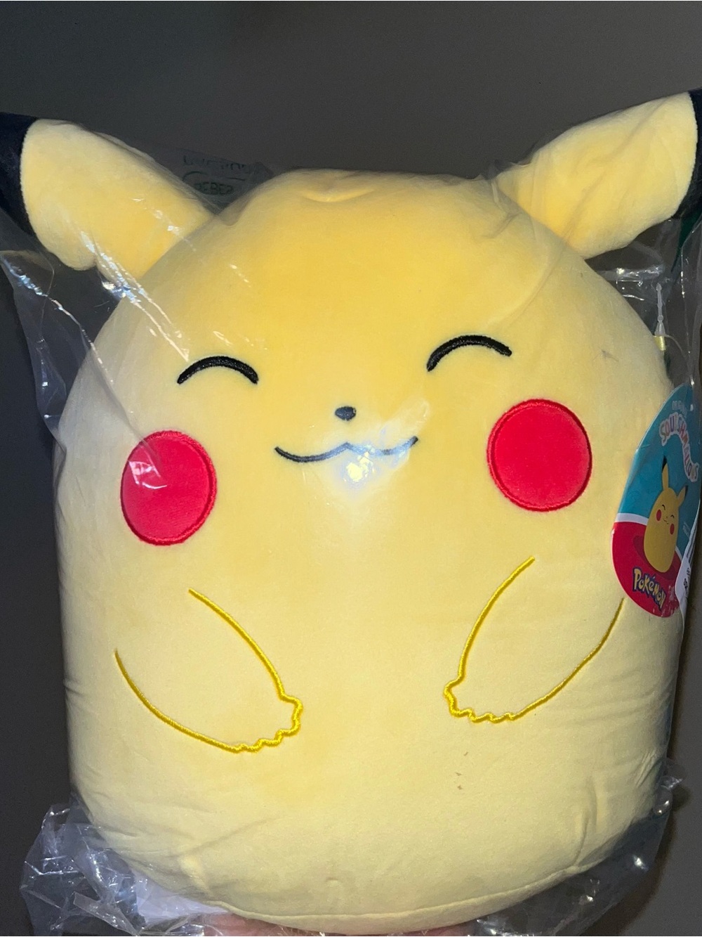 Squishmallows Yellow Pikachu with Closed Eyes & Red Cheeks